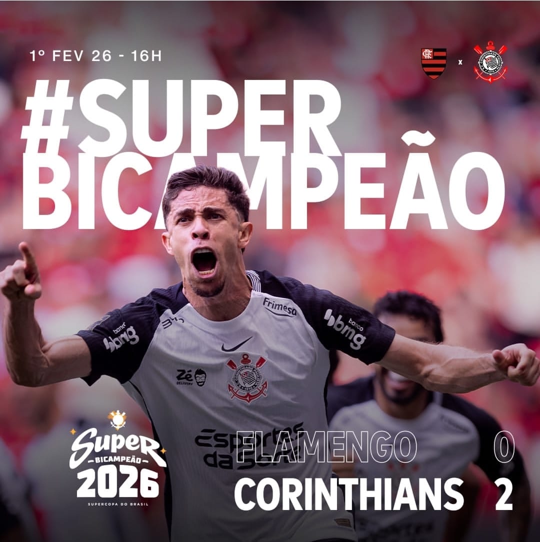 Corinthians vence Flamengo e é bicampeão da Supercopa Rei