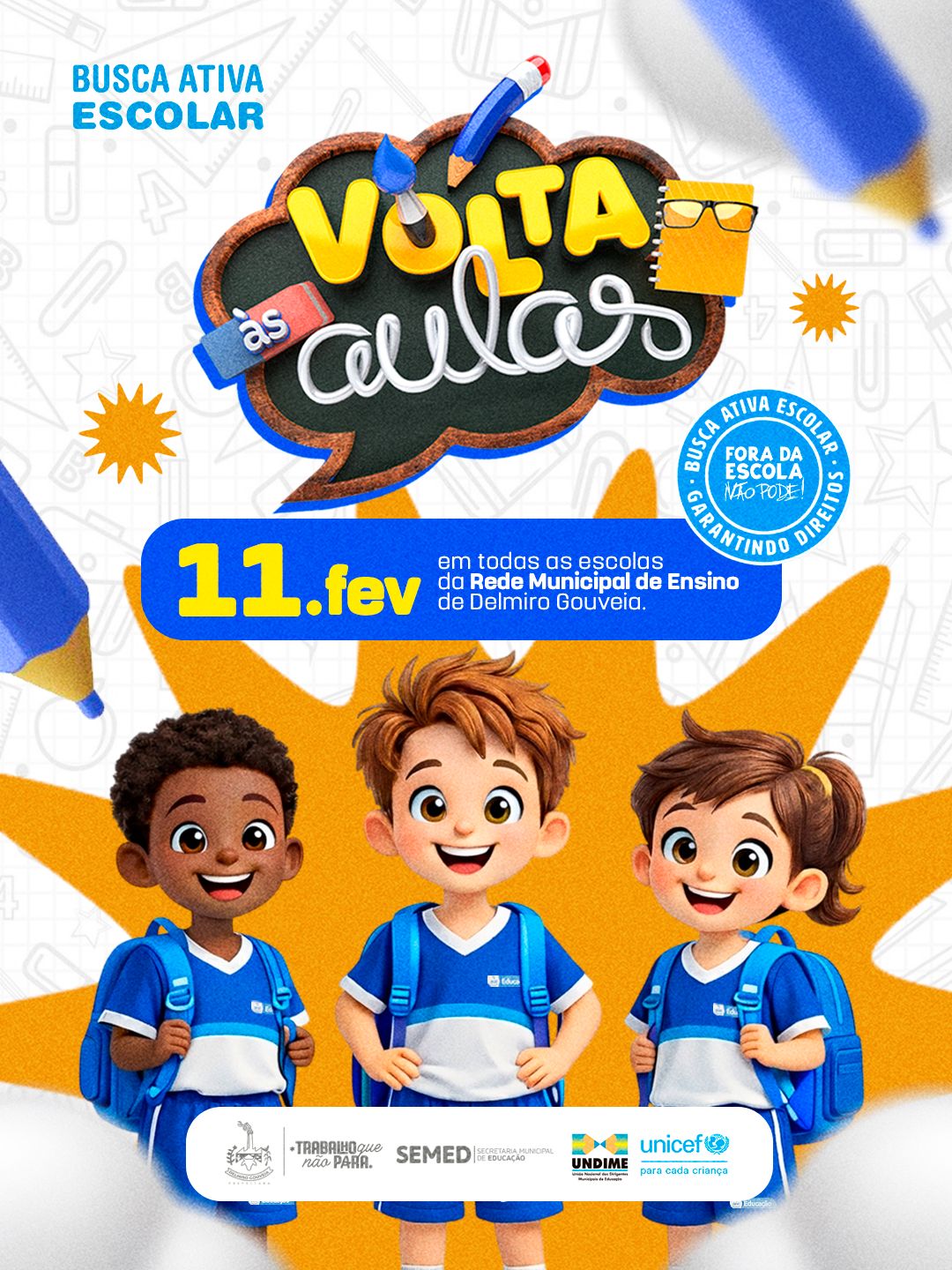 Volta às aulas 2026 acontece no dia 11 de fevereiro em Delmiro Gouveia